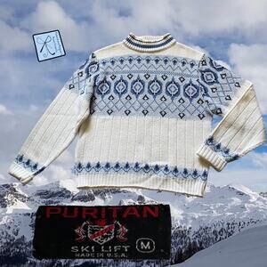 Puritan Ski Lift Mock Sweater Sz M